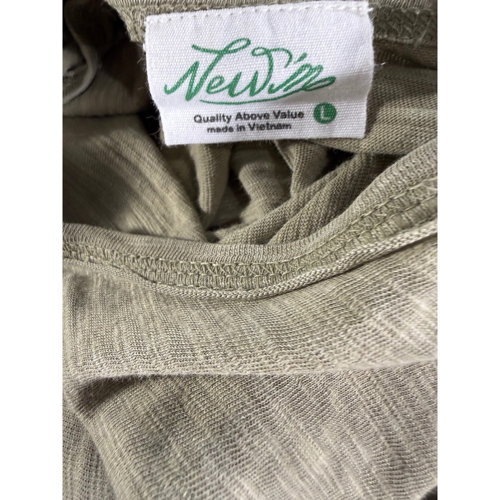 New Me Women Olive Green Cotton Slub Knit Short Sleeve Romper NP70727 Large - Picture 3 of 7